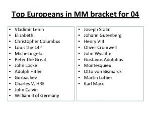 Top Europeans in MM bracket for 04 Vladimir