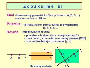 Zopakujme si Bod bezrozmern geometrick tvar priestoru A