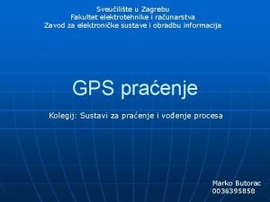 Sveuilite u Zagrebu Fakultet elektrotehnike i raunarstva Zavod