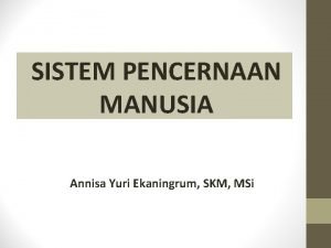 SISTEM PENCERNAAN MANUSIA Annisa Yuri Ekaningrum SKM MSi