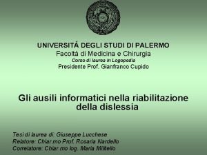 UNIVERSIT DEGLI STUDI DI PALERMO Facolt di Medicina