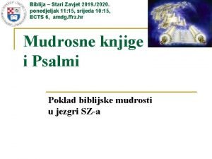 Biblija Stari Zavjet 2019 2020 ponedjeljak 11 15