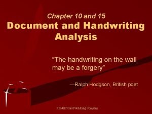 Chapter 15 document and handwriting analysis