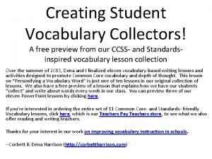 Creating Student Vocabulary Collectors A free preview from