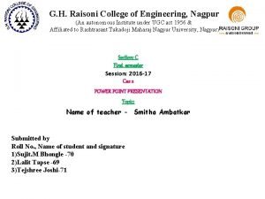 G H Raisoni College of Engineering Nagpur An