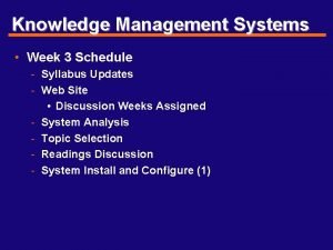 Knowledge management syllabus