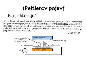 Peltierov pojav Kaj je hlajenje Vali str 17