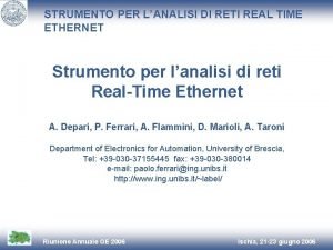 STRUMENTO PER LANALISI DI RETI REAL TIME ETHERNET