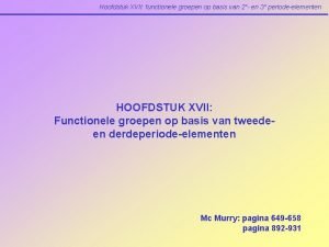 Hoofdstuk XVII functionele groepen op basis van 2