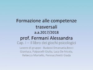 Formazione alle competenze trasversali a a 20172018 prof