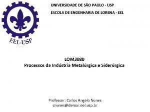 UNIVERSIDADE DE SO PAULO USP ESCOLA DE ENGENHARIA