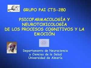 GRUPO PAI CTS280 PSICOFARMACOLOGA Y NEUROTOXICOLOGA DE LOS