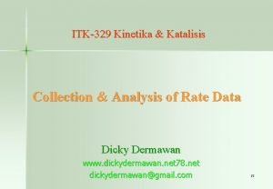 ITK329 Kinetika Katalisis Collection Analysis of Rate Data