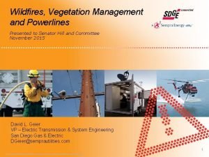 Wildfires Vegetation Management and Powerlines Presented to Senator