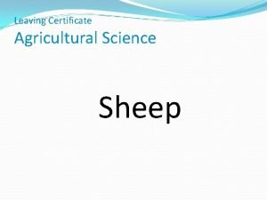 Leaving Certificate Agricultural Science Sheep Learning Outcomes In