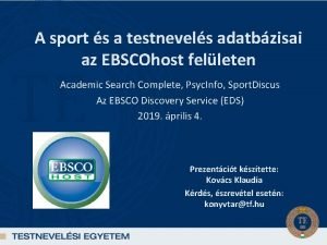 A sport s a testnevels adatbzisai az EBSCOhost