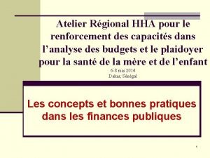 Atelier Rgional HHA pour le renforcement des capacits