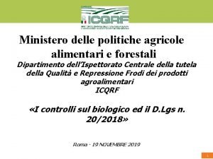 Ministero delle politiche agricole alimentari e forestali Dipartimento