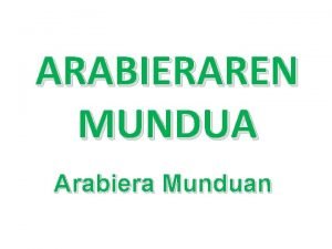 ARABIERAREN MUNDUA Arabiera Munduan Arabiera hitz egiten duten