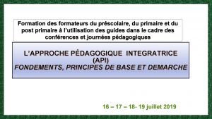 Formation des formateurs du prscolaire du primaire et