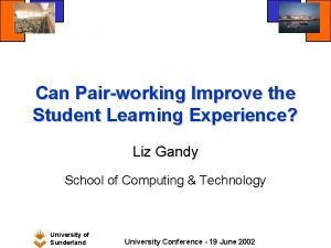 Can Pairworking Improve the Student Learning Experience Liz