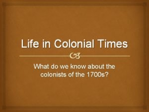 Colonial journal entry examples