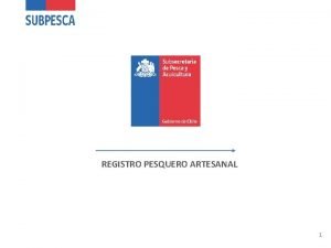 REGISTRO PESQUERO ARTESANAL 1 Situacin Actual Nmero de