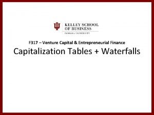 F 317 Venture Capital Entrepreneurial Finance Capitalization Tables