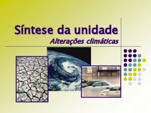 Sntese da unidade Alteraes climticas Introduo l l