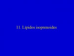 11 Lpidos isoprenoides Lpidos isoprenoides Formados por aposicin