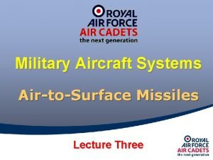 Military Aircraft Systems AirtoSurface Missiles Lecture Three AirtoSurface