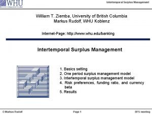 Intertemporal Surplus Management William T Ziemba University of