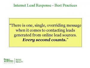 Internet lead response best practices