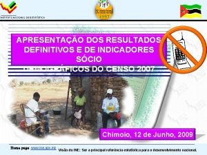 INSTITUTO NACIONAL DE ESTATSTICA APRESENTAO DOS RESULTADOS DEFINITIVOS