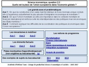 Science conomique question 2 2 Quelle est la