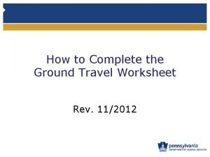 Pa ground travel worksheet