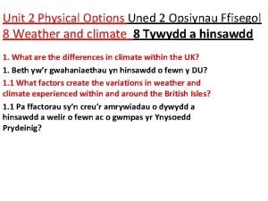 Unit 2 Physical Options Uned 2 Opsiynau Ffisegol