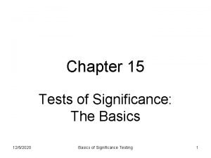 Chapter 15 Tests of Significance The Basics 1252020