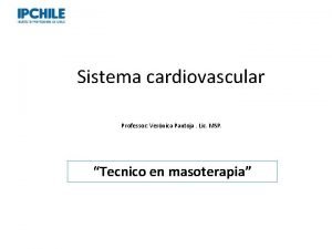 Sistema cardiovascular Professor Vernica Pantoja Lic MSP Tecnico