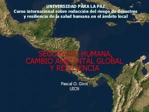 UNIVERSIDAD PARA LA PAZ Curso internacional sobre reduccin