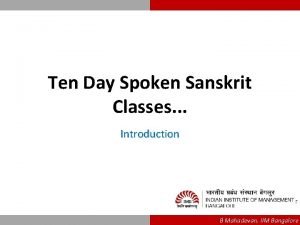 Ten day spoken sanskrit classes