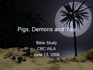 Pigs Demons and You Bible Study CBC WLA