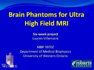 Brain Phantoms for Ultra High Field MRI Sixweek