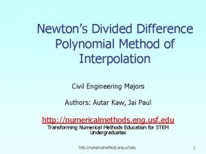 Newtons Divided Difference Polynomial Method of Interpolation Civil