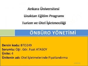 Ankara niversitesi Uzaktan Eitim Program S A Turizm