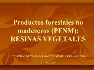 Productos forestales no madereros PFNM RESINAS VEGETALES INDUSTRIAS