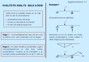 Byggnadsmekanik gk 12 1 KVALITATIV ANALYS BALK RAM