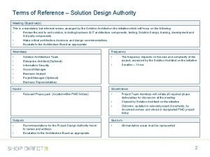 Design authority terms of reference