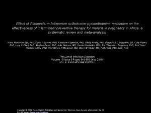 Effect of Plasmodium falciparum sulfadoxinepyrimethamine resistance on the