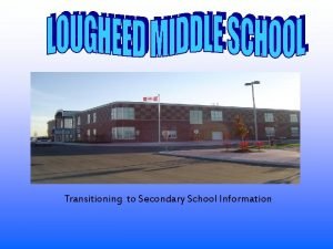 Transitioning to Secondary School Information Where should YOU